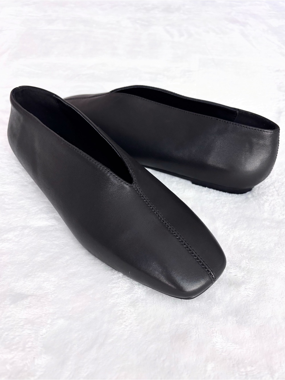 BLACK SUEDE STUDIO Lue Chocked Up Black Leather Ballerina Slip-On Flats--NEW--40